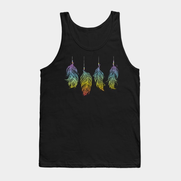 Native American Indian Feather Talismans Tank Top by CryptoTextile